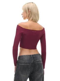 New Krótki sweter z odkrytymi ramionami Swetry