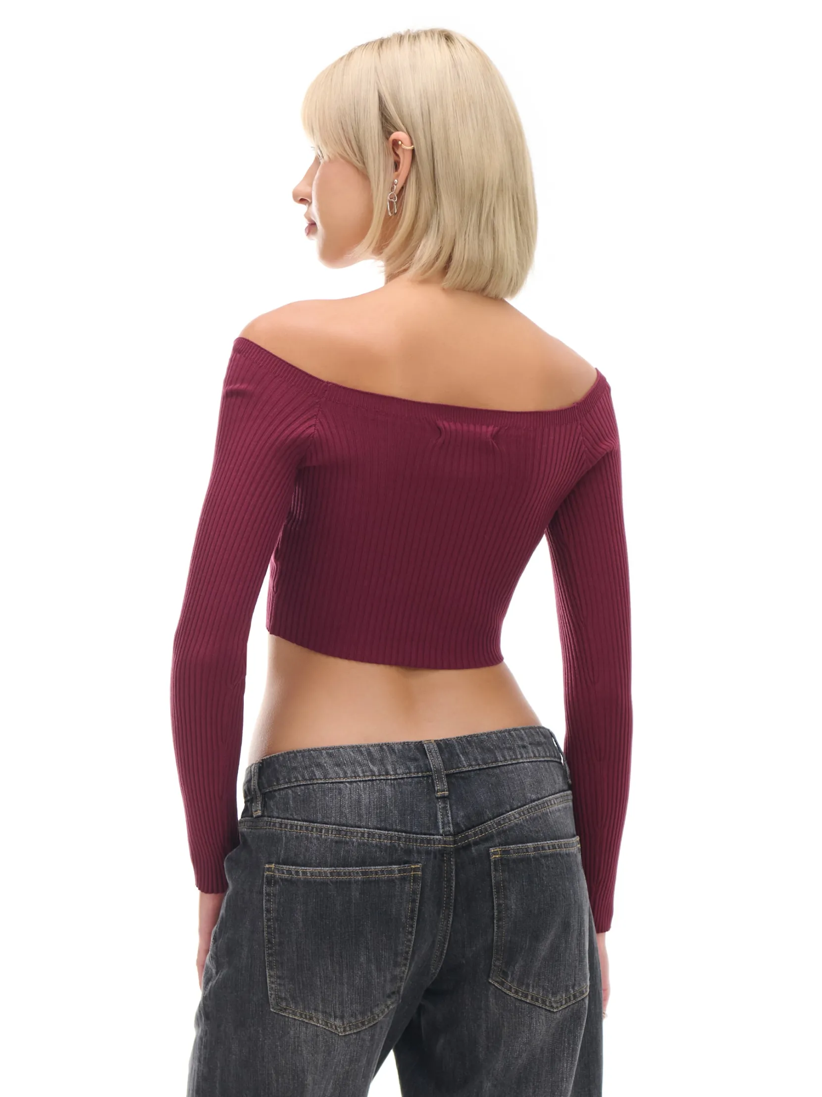 New Krótki sweter z odkrytymi ramionami Swetry
