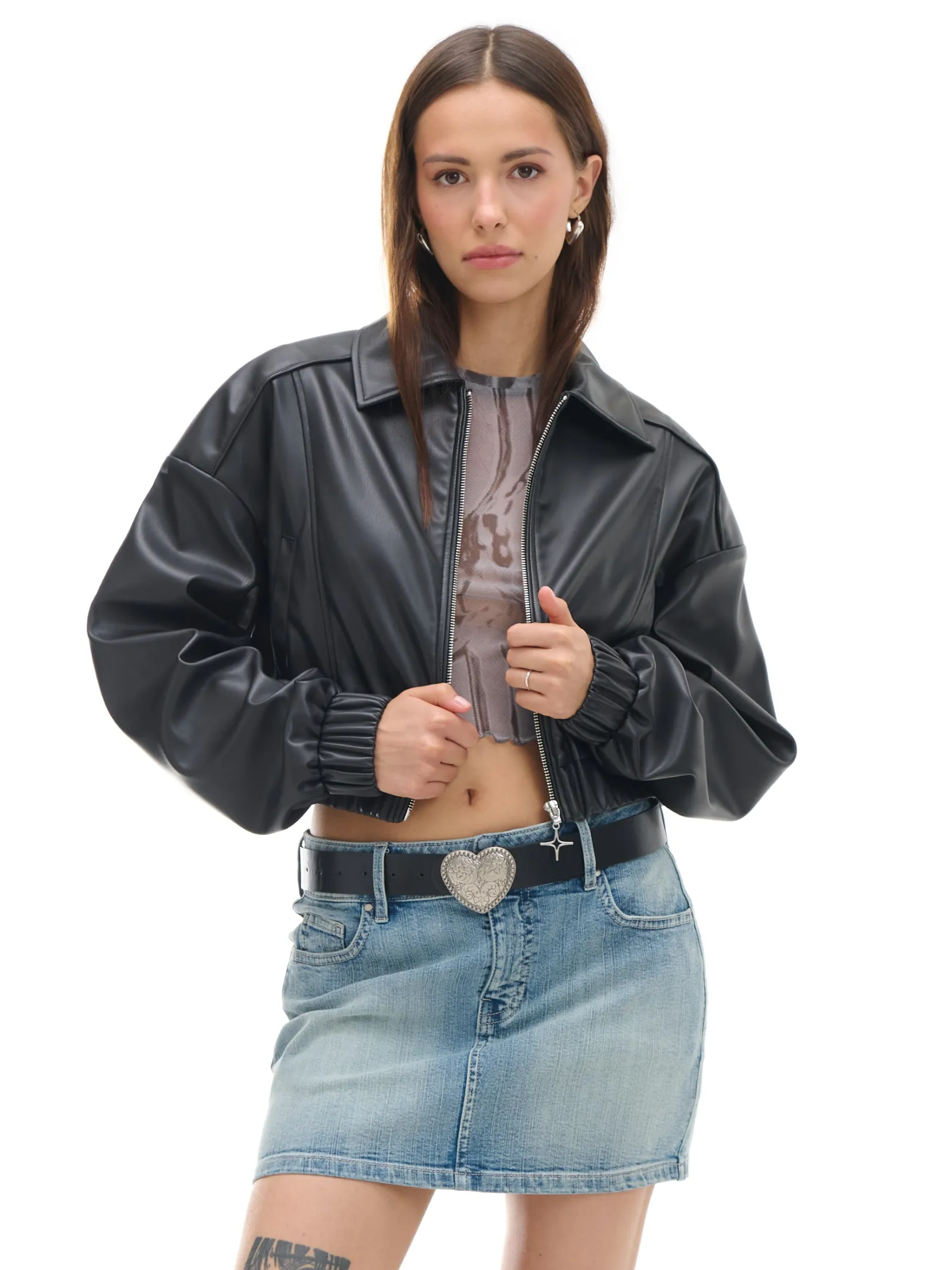 Fashion Kurtka bomber z imitacji skóry Kurtki, Płaszcze