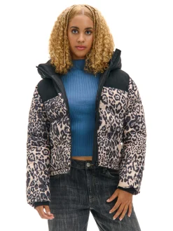 Outlet Kurtka puffer w panterkę Kurtki, Płaszcze