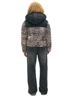 Outlet Kurtka puffer w panterkę Kurtki, Płaszcze