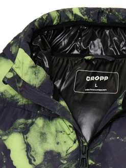 Fashion Kurtka puffer z kapturem i organicznym wzorem Kurtki Zimowe|Kurtki, Płaszcze
