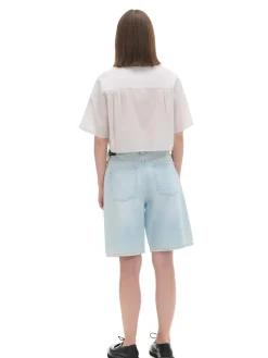 Discount Luźna kremowa koszula crop Koszule, Bluzki