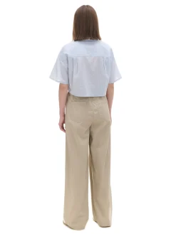 New Luźna niebieska koszula crop Koszule, Bluzki
