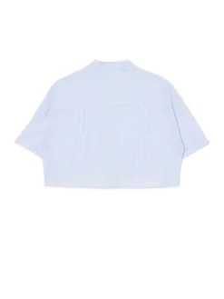 New Luźna niebieska koszula crop Koszule, Bluzki