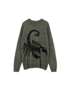 Clearance Melanżowy sweter ze skorpionem Swetry