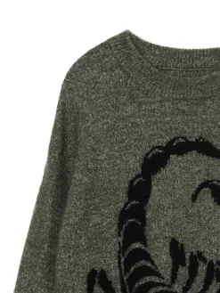 Clearance Melanżowy sweter ze skorpionem Swetry