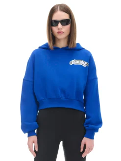 Outlet Niebieska bluza crop z kapturem Baltic Games Bluzy