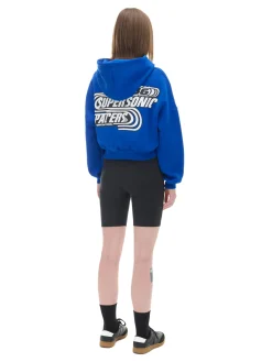 Outlet Niebieska bluza crop z kapturem Baltic Games Bluzy