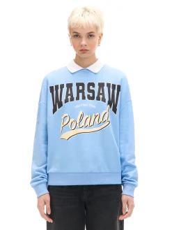 Sale Niebieska bluza z kołnierzykiem Bluzy
