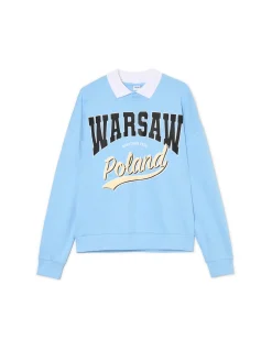 Sale Niebieska bluza z kołnierzykiem Bluzy