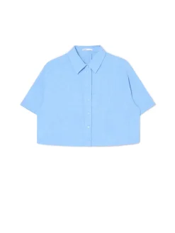 Fashion Niebieska koszula w retro stylu Koszule, Bluzki