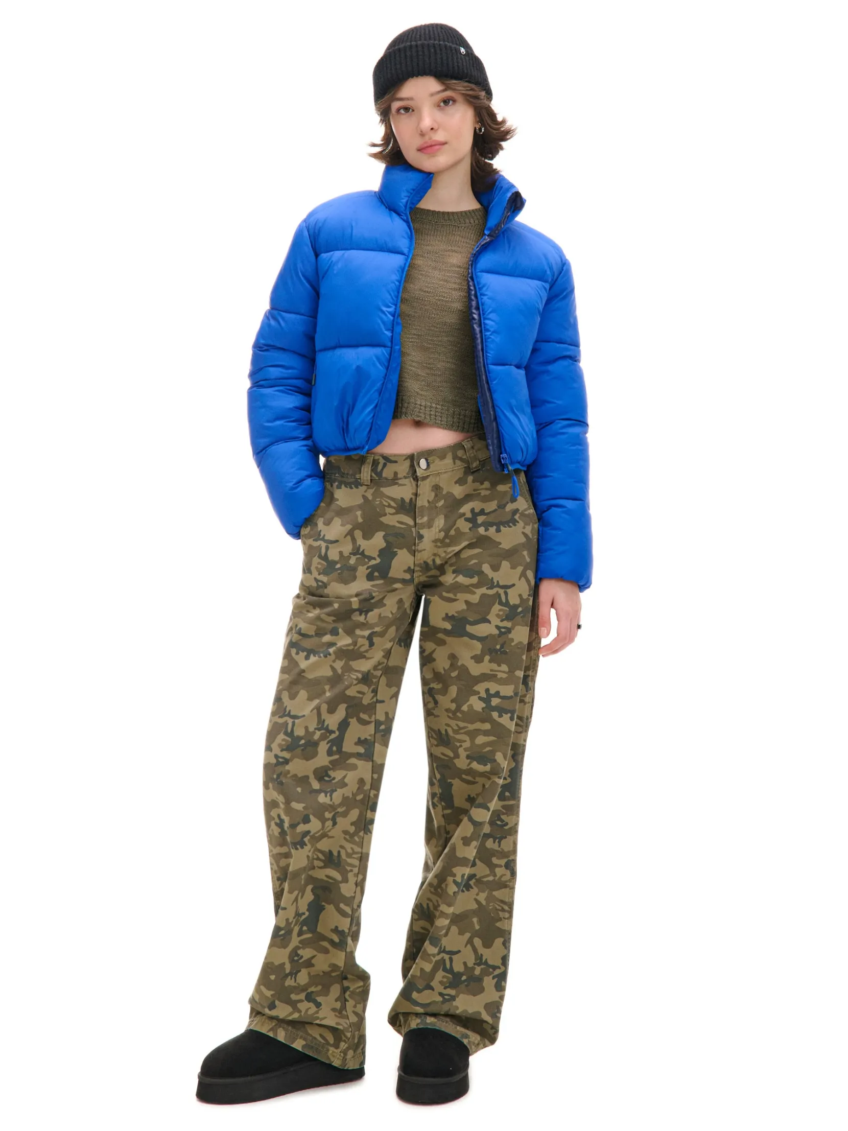 Fashion Niebieska kurtka puffer Kurtki, Płaszcze