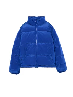 Sale Niebieska kurtka puffer ze stójką Kurtki Zimowe|Kurtki, Płaszcze