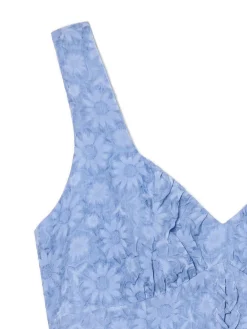 New Niebieska sukienka mini w kwiaty Sukienki, Kombinezony