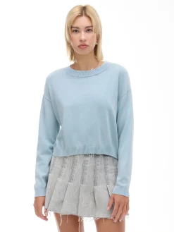 Best Niebieski sweter z efektem sprania Swetry