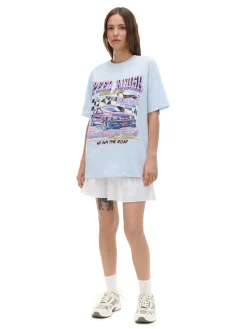 Fashion Niebieski T-shirt z nadrukiem Koszulki, Topy