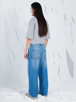Sale e jeansy skater z efektem sprania Jeansy