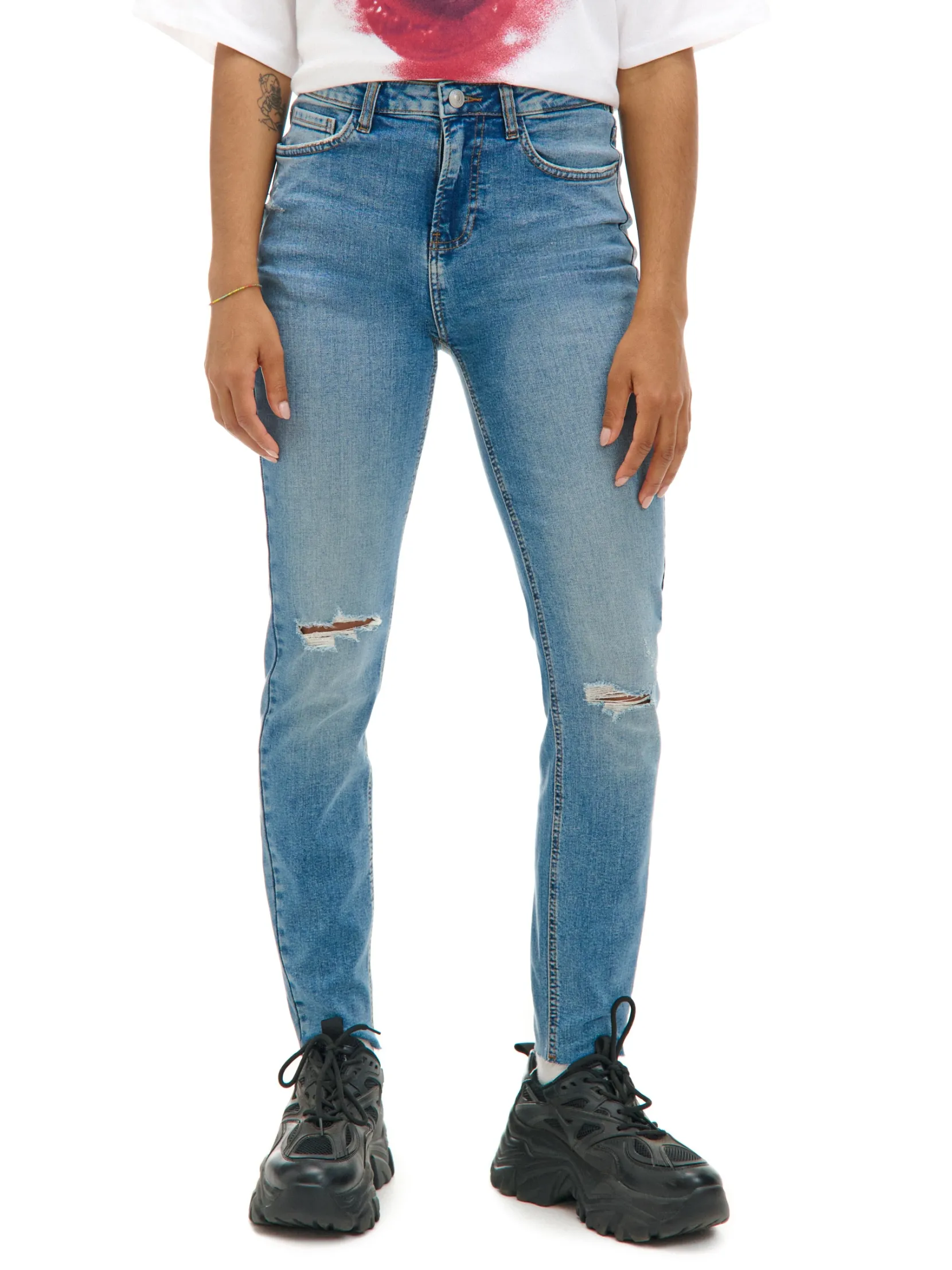 Best e jeansy skinny z przetarciami Jeansy