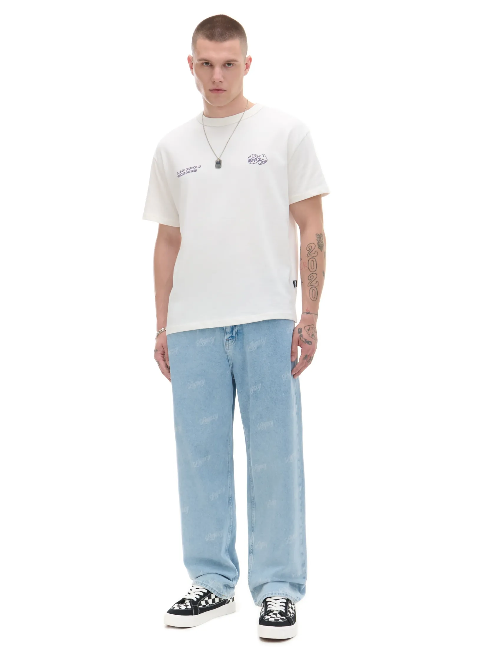 New e jeansy wide leg z laserowym printem Jeansy|Baggy