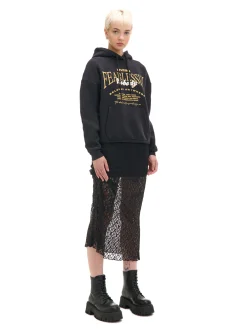 Hot Ocieplana czarna bluza z kapturem Bluzy