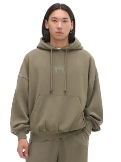 Outlet Oliwkowa bluza hoodie z naszywką UNISEX Bluzy|Sety