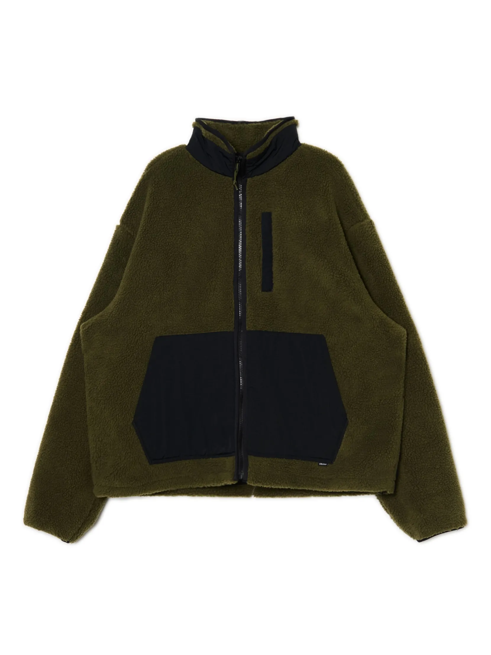 Fashion Oliwkowa bluza sherpa Bluzy