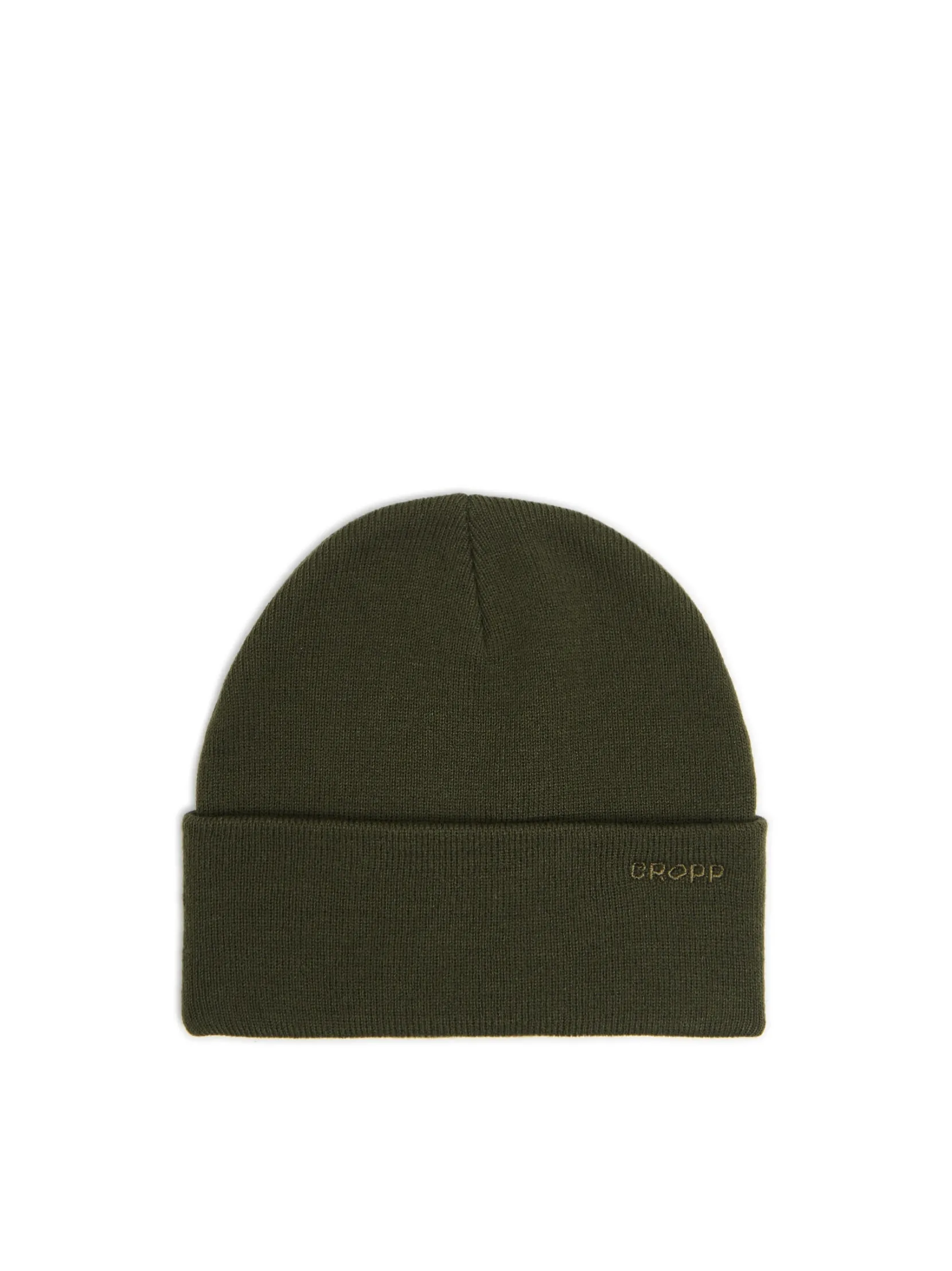 Discount Oliwkowa czapka beanie z naszywką Czapki|Basic