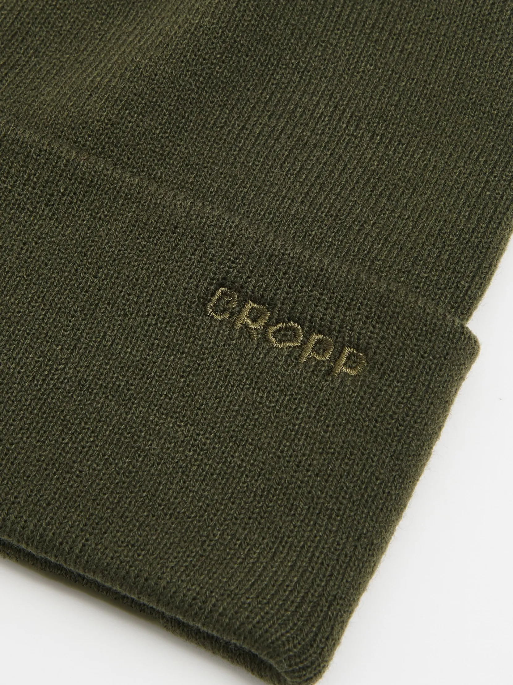 Discount Oliwkowa czapka beanie z naszywką Czapki|Basic