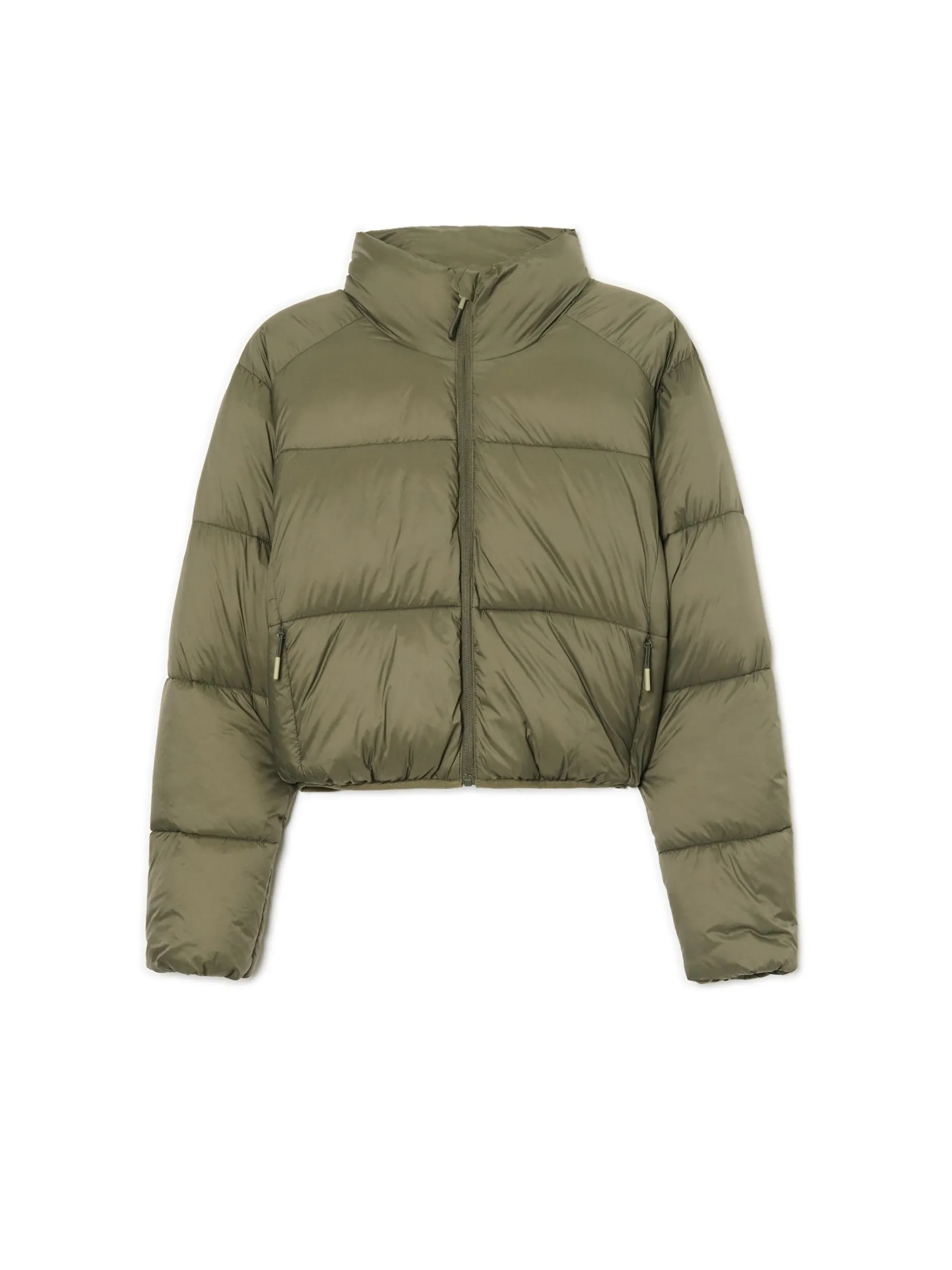 Discount Oliwkowa kurtka puffer Kurtki, Płaszcze