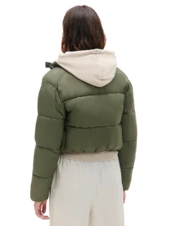 Discount Oliwkowa kurtka puffer Kurtki, Płaszcze