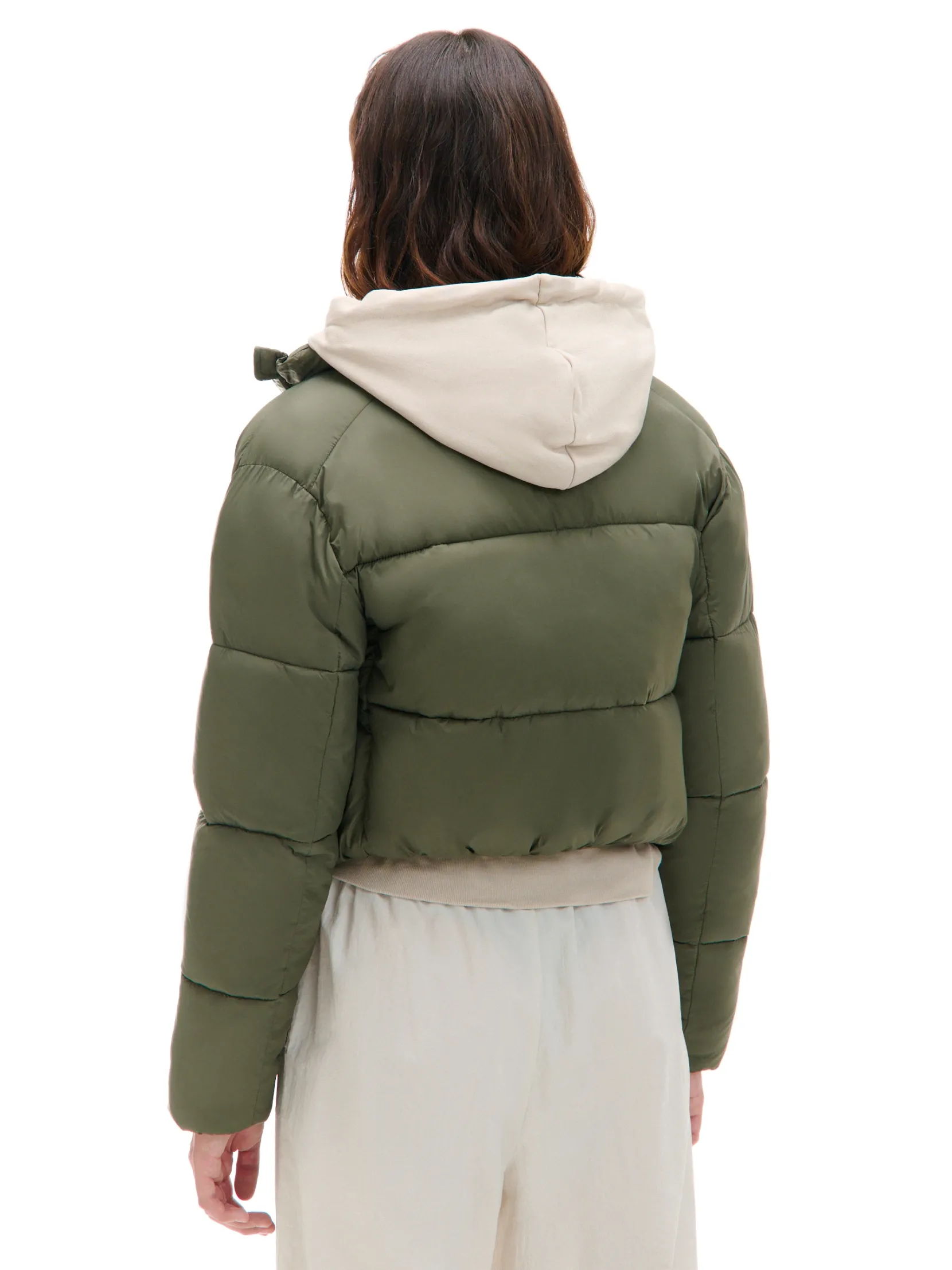 Discount Oliwkowa kurtka puffer Kurtki, Płaszcze