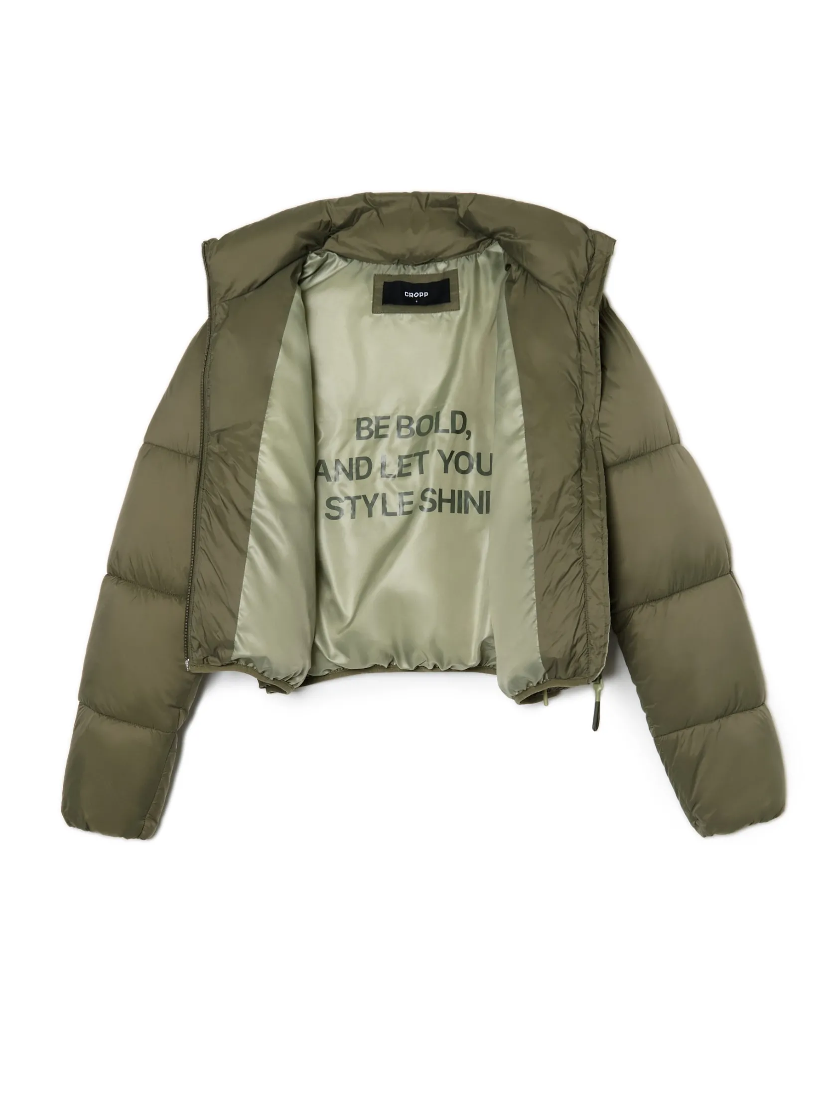 Discount Oliwkowa kurtka puffer Kurtki, Płaszcze