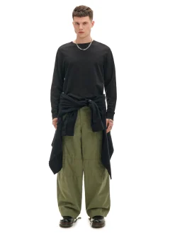 Fashion Oliwkowe spodnie loose z regulacją nogawek Spodnie
