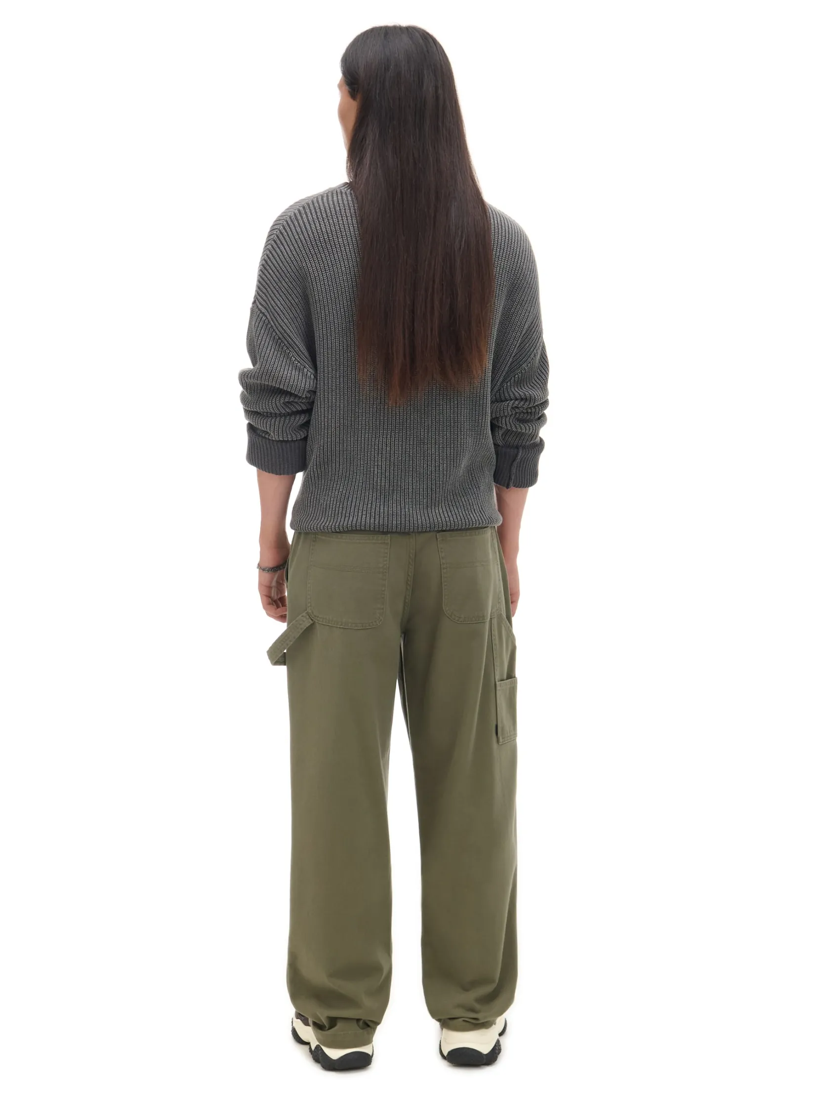 Clearance Oliwkowe spodnie wide leg Baggy|Spodnie