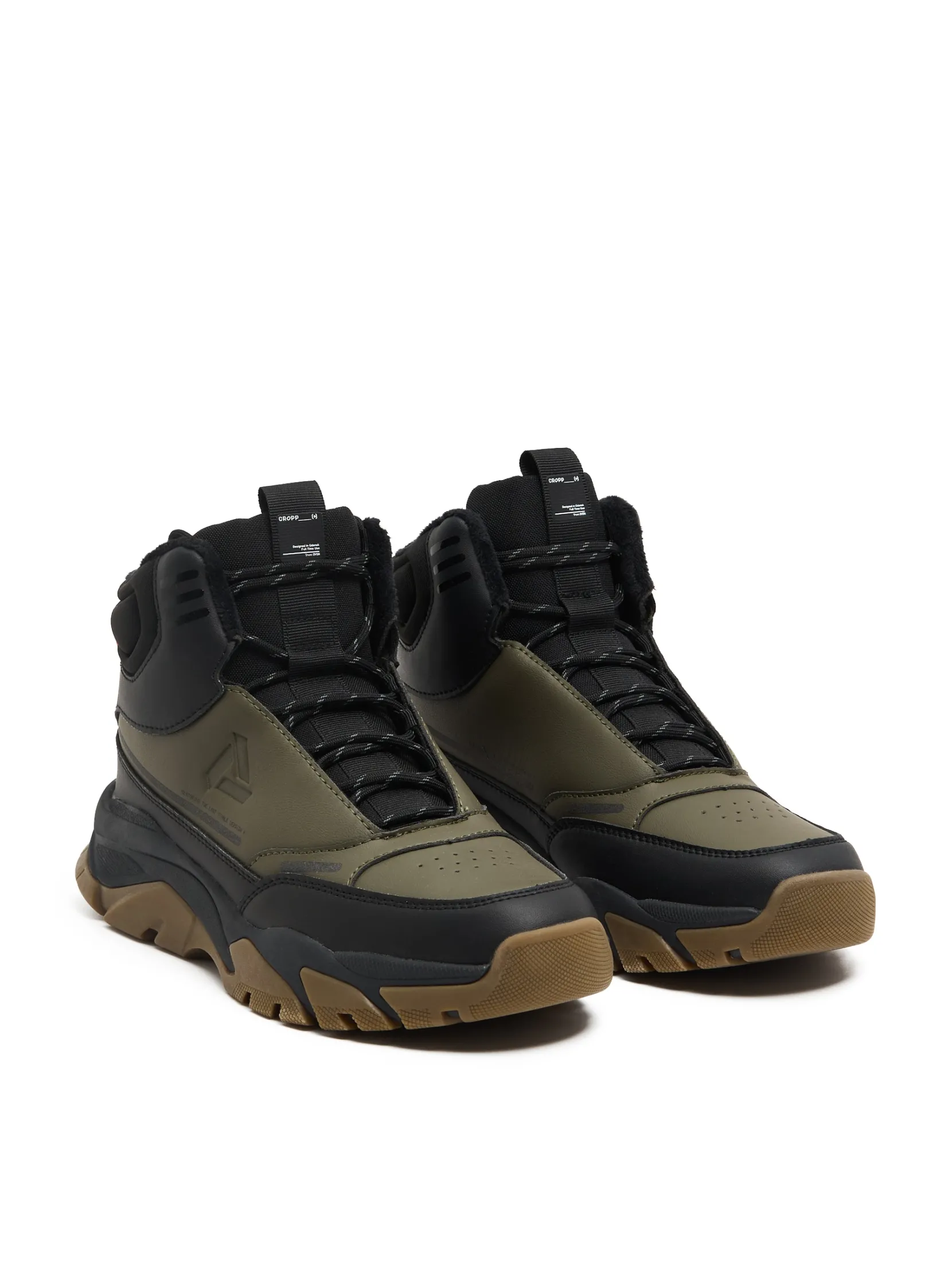 Sale Oliwkowe wysokie sneakersy na zimę Sneakersy|Za Kostkę