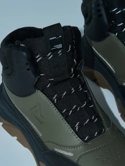 Sale Oliwkowe wysokie sneakersy na zimę Sneakersy|Za Kostkę