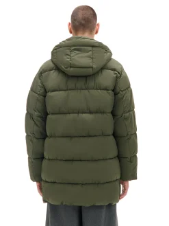 Fashion Oliwkowy pikowany płaszcz z kapturem Kurtki Zimowe|Kurtki, Płaszcze