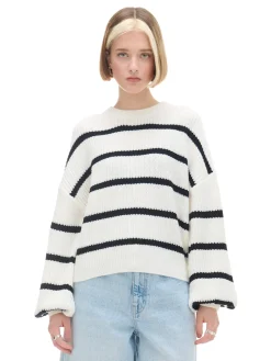 Best Pasiasty sweter z szerokim rękawem Swetry