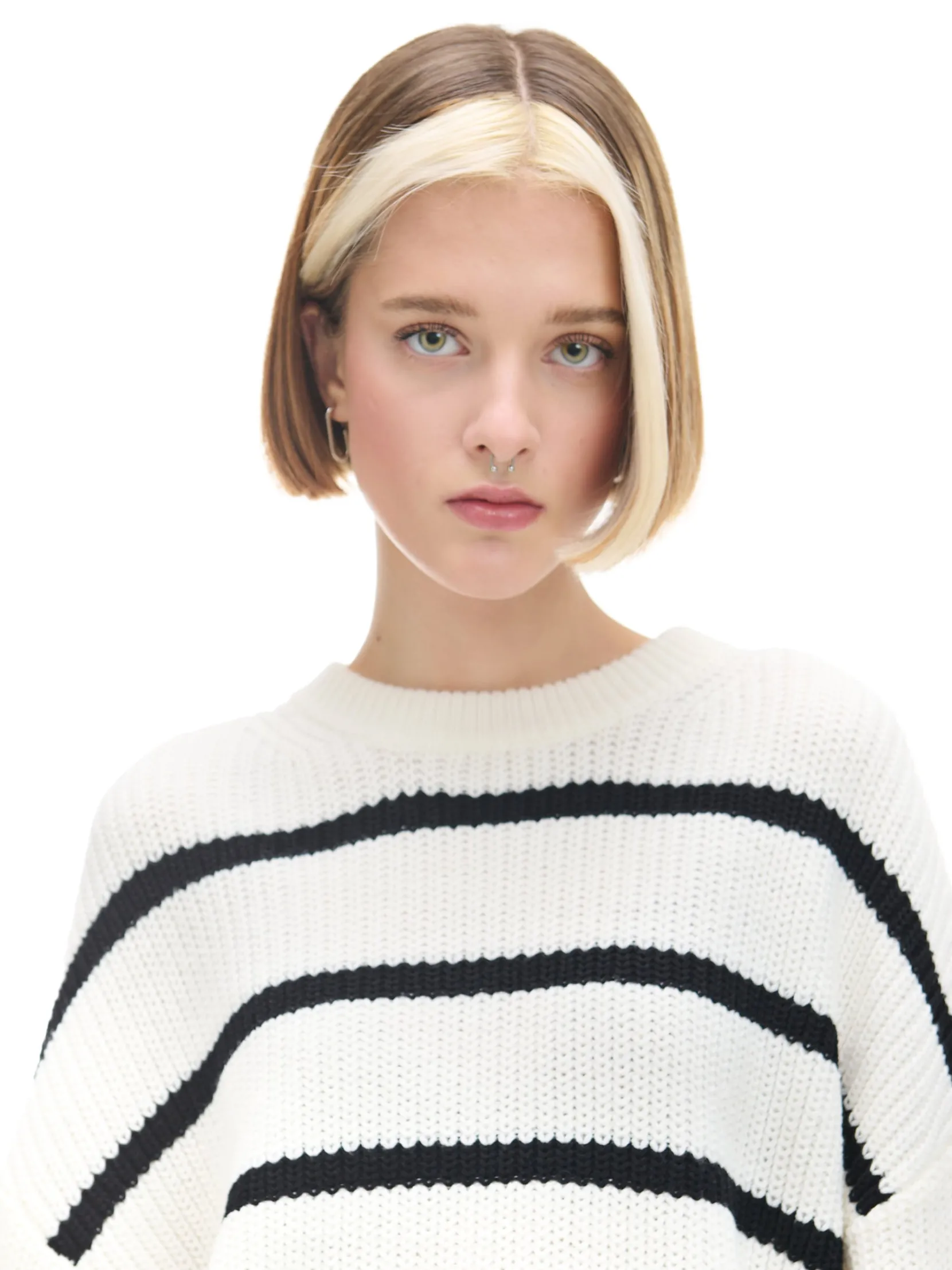 Best Pasiasty sweter z szerokim rękawem Swetry