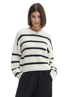 Best Pasiasty sweter z szerokim rękawem Swetry