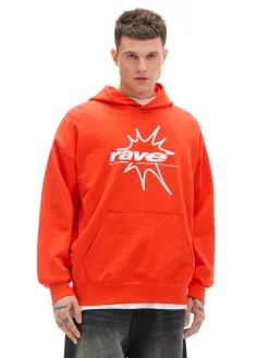 New Pomarańczowa bluza hoddie i nadrukiem Bluzy