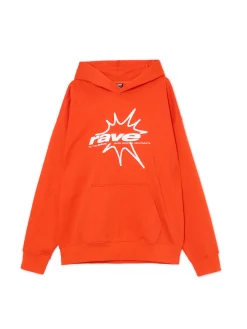 New Pomarańczowa bluza hoddie i nadrukiem Bluzy