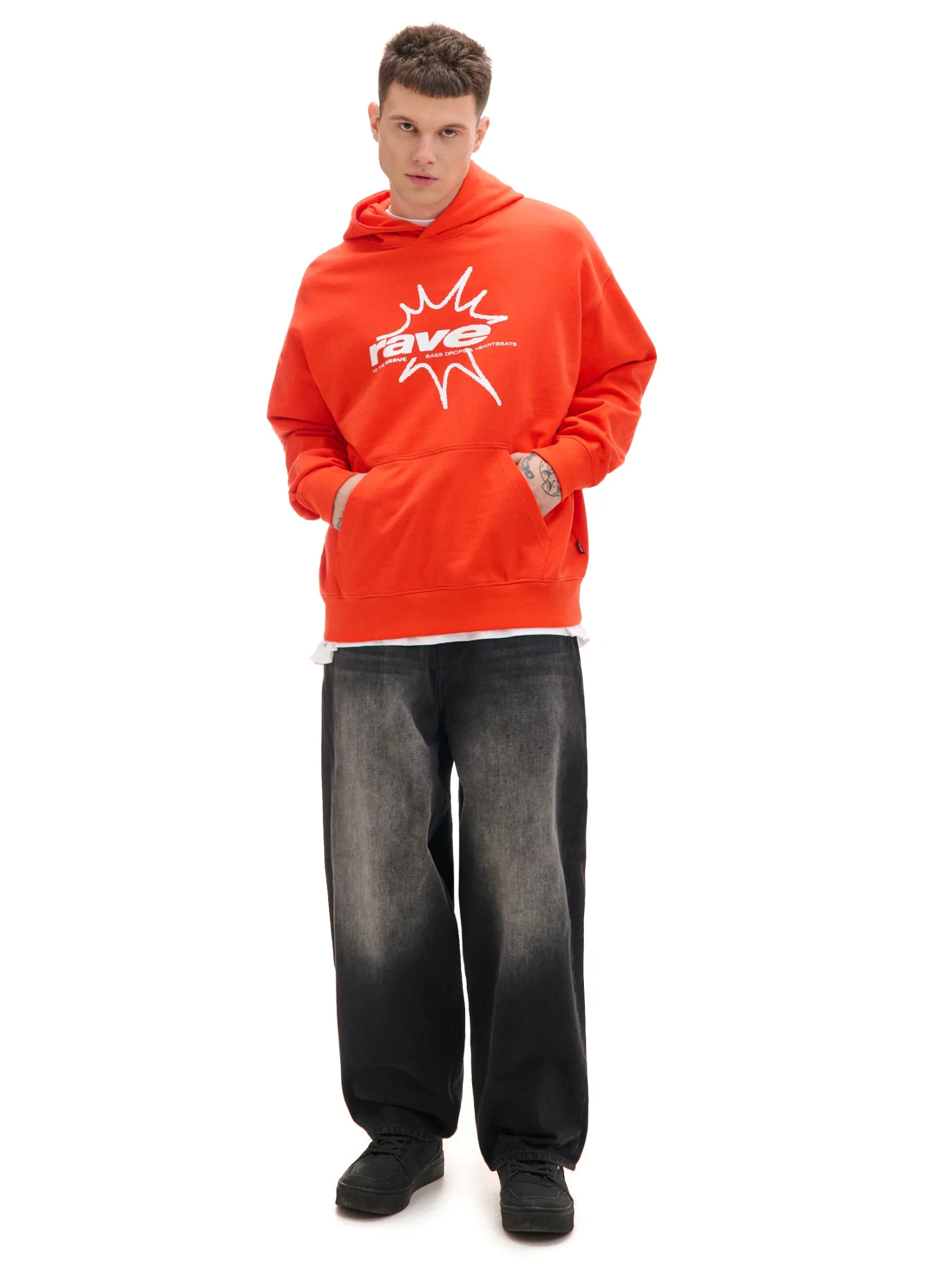 New Pomarańczowa bluza hoddie i nadrukiem Bluzy