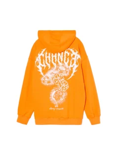 Discount Pomarańczowa bluza z kapturem i nadrukiem UNISEX Unisex|Unisex