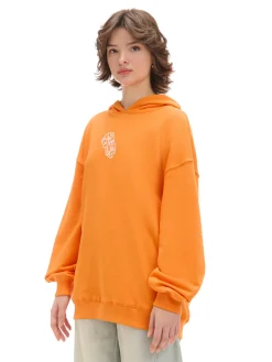 Discount Pomarańczowa bluza z kapturem i nadrukiem UNISEX Unisex|Unisex