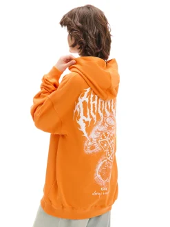 Discount Pomarańczowa bluza z kapturem i nadrukiem UNISEX Unisex|Unisex