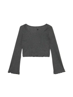 Hot Prążkowana szara koszulka longsleeve Koszulki, Topy