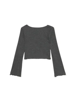 Hot Prążkowana szara koszulka longsleeve Koszulki, Topy