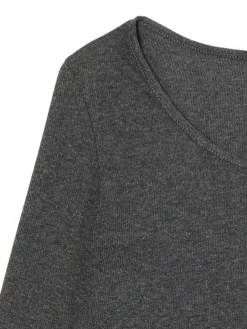 Hot Prążkowana szara koszulka longsleeve Koszulki, Topy